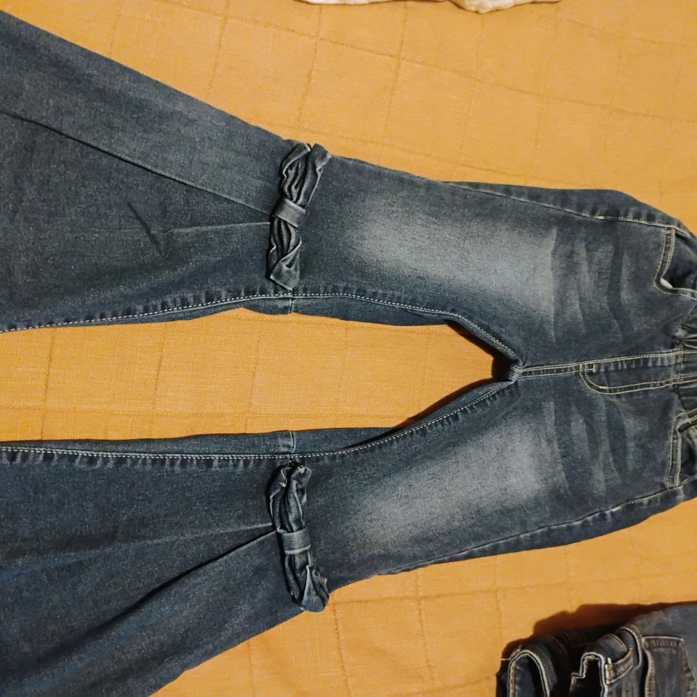 SHEIN Dark Blue Flare Jeans with Bow Details